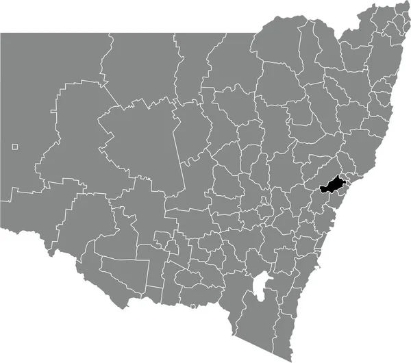 Preto Plano Branco Destaque Mapa Localização Cidade Zona Cessnock Dentro —  Vetores de Stock