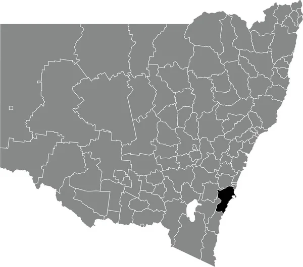 평지에는 오스트레일리아 뉴사우스웨일스 지역의 내부에 표시된 지역의 지도가 — 스톡 벡터