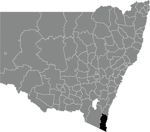 Mapa Ubicación Resaltado Blanco Plano Negro Zona Bega Valley Shire — Archivo Imágenes Vectoriales