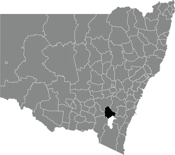 Preto Plano Branco Destaque Mapa Localização Yass Valley Conselho Área —  Vetores de Stock