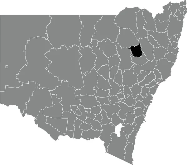 Preto Plano Branco Destaque Mapa Localização Área Shire Gunnedah Dentro —  Vetores de Stock