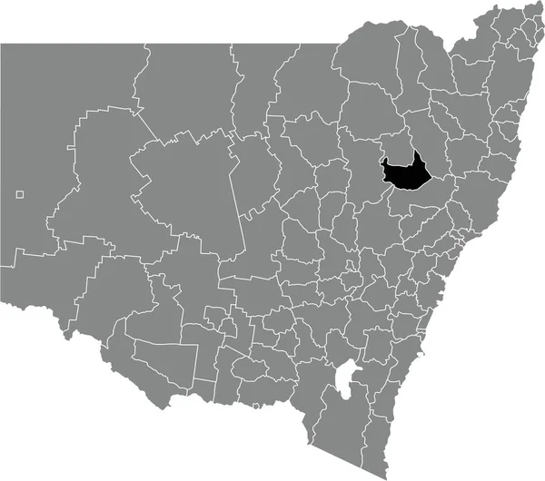 Preto Plano Branco Destaque Mapa Localização Liverpool Plains Shire Area —  Vetores de Stock