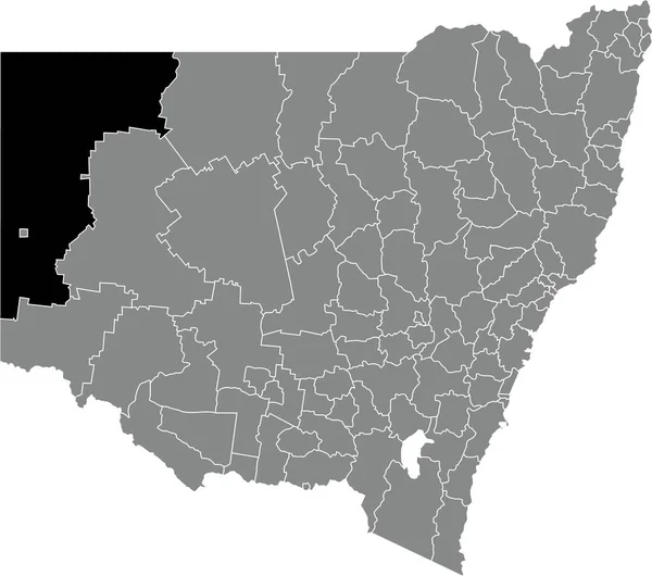 평지에는 Unincorporated Far West Area 지도가 오스트레일리아 뉴사우스웨일스 지역의 — 스톡 벡터