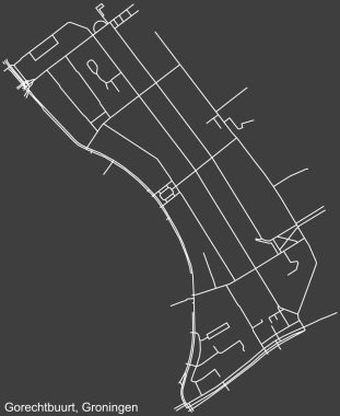 Hollanda 'nın bölgesel başkenti Groningen, Hollanda' nın GORECHTBUURT Mahallesi 'nin şehir caddelerinin haritası