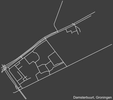 Hollanda 'nın bölgesel başkenti Groningen, Hollanda' nın DAMSTERBUURT Mahallesi 'nin şehir caddelerinin haritası