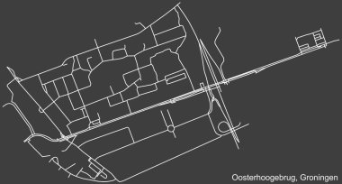 Hollanda 'nın bölgesel başkenti Groningen, Hollanda' nın OOOSTERHOOGEBRUG NeIGHBORHOOD 'un şehir caddelerinin haritası