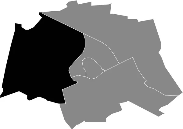 オランダのグロニンゲンの灰色の行政地図の中の西地区の黒いフラットブランクハイライトされた場所マップ — ストックベクタ
