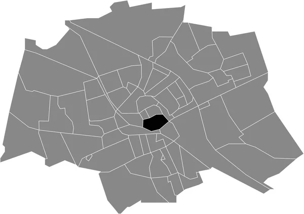Schwarze Flache Blanko Hervorgehobene Lagekarte Des Binnenstad Zuid Neighborhood Innerhalb — Stockvektor