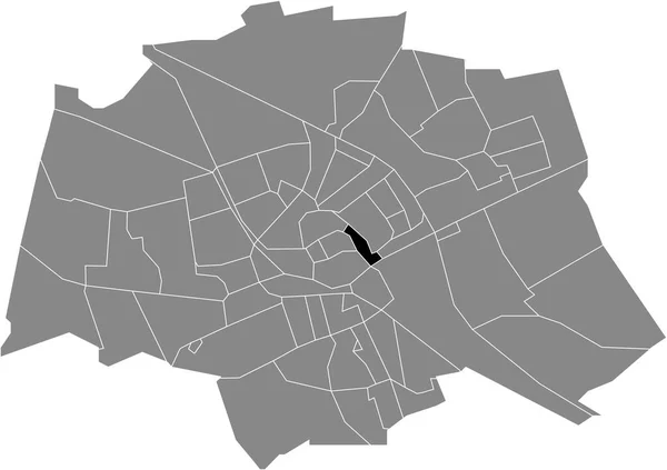 Schwarze Flache Blanko Hervorgehobene Lagekarte Des Binnenstad Oost Neighborhood Innerhalb — Stockvektor