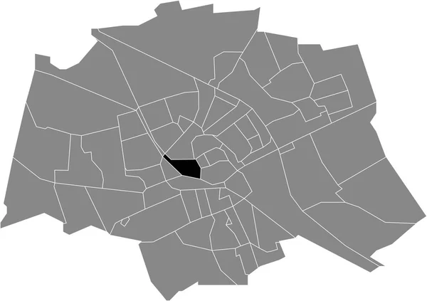 Black Flat Blank Mappa Dettagliata Del Schildersbuurt Neighborhood All Interno — Vettoriale Stock