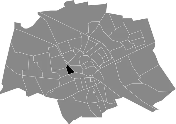 Black Flat Blank Highlighted Location Map Kostverloren Neighborhood Groningen Hollandia — Stock Vector