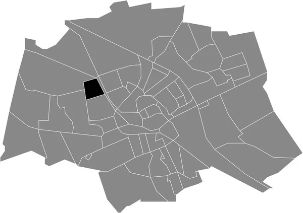 Black Flat Blank Highlighted Location Map Vinkhuizen Noord Neighborhood Gray — Stock Vector