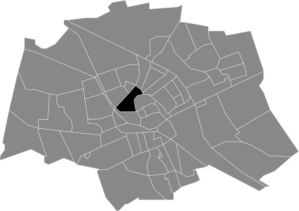 Black Flat Blank Highlighted Location Map Oranjebuurt Neighborhood Groningen Hollandia — Stock Vector