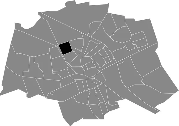 Black Flat Blank Highlighted Location Map Paddepoel Noord Neighborhood Groningen — Stock Vector