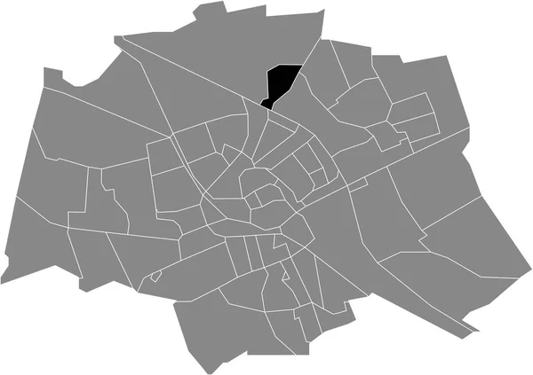荷兰格罗宁根灰色行政地图内Noorderhoogebrug Neighborhood的黑色平面醒目空白位置图 — 图库矢量图片