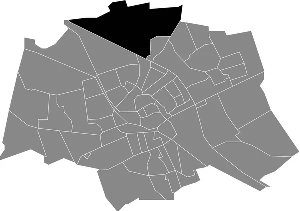 Czarny Płaski Puste Podkreślił Mapę Lokalizacji Koningslaagte Neighborhood Wewnątrz Szarej — Wektor stockowy