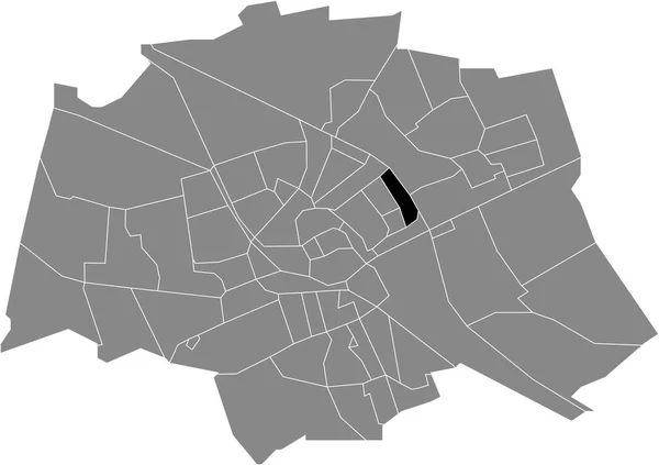 Schwarze Flache Blanko Hervorgehobene Lagekarte Des Florabuurt Neighborhood Innerhalb Der — Stockvektor