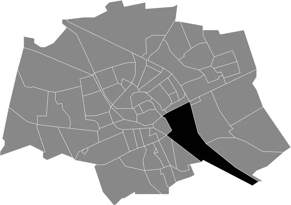 Black Flat Blank Highlighted Location Map Industriebuurt Neighborhood Gray Administrative — Stock Vector