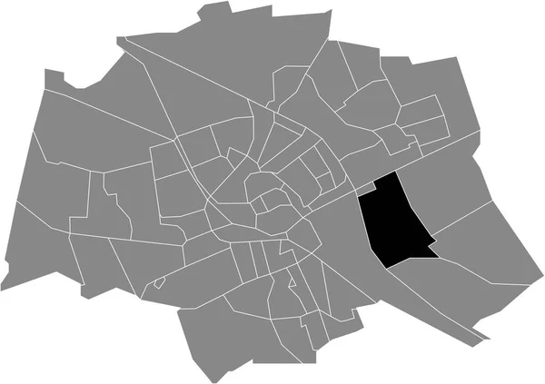 Czarna Płaska Ślepa Mapa Lokalizacji Euvelgunne Neighborhood Wewnątrz Szarej Mapy — Wektor stockowy