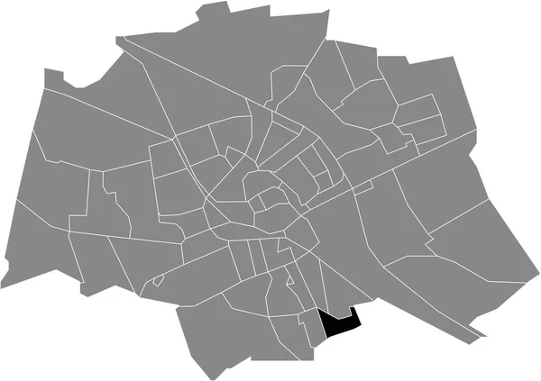 Czarny Płaski Blank Podświetlona Mapa Lokalizacji Villabuurt Oost Neighborhood Wewnątrz — Wektor stockowy