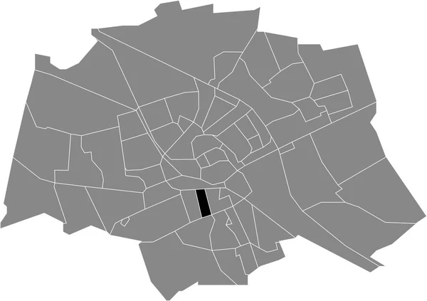 Czarny Płaski Pusty Zaznaczono Mapę Lokalizacji Grunobuurt Neighborhood Wewnątrz Szarej — Wektor stockowy