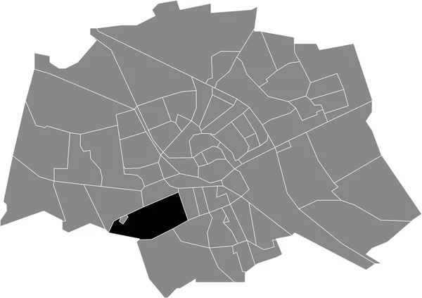 オランダのグロニンゲンの灰色の行政地図の中にあるStadsperneighborhoodの黒いフラットブランクのハイライトされた場所マップ — ストックベクタ