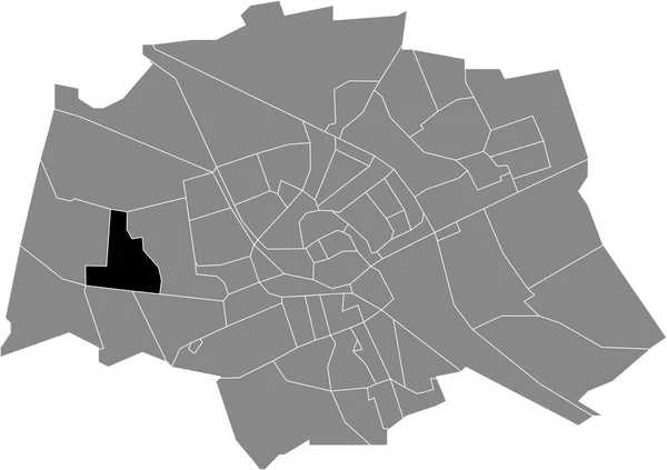 Schwarze Flache Blanko Hervorgehobene Lagekarte Der Hoogkerk Dorp Neighborhood Innerhalb — Stockvektor
