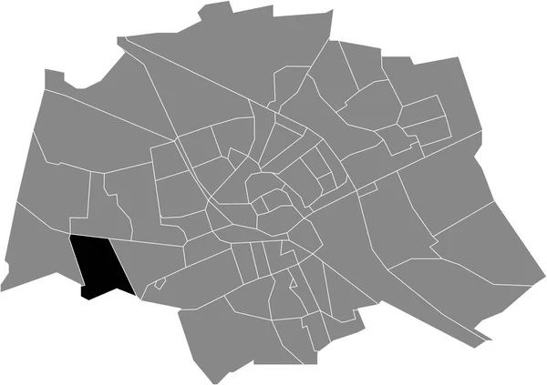 オランダのグロニンゲンの灰色の行政地図の中のHoogkerk Zuid Neighborhoodの黒いフラットブランクハイライトされた場所マップ — ストックベクタ