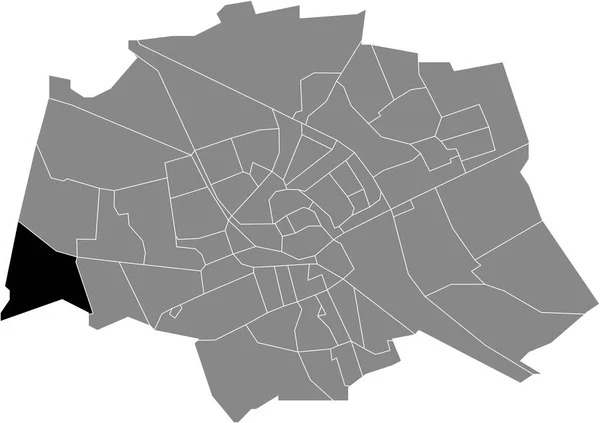 Preto Plano Branco Destaque Mapa Localização Vierverlaten Neighborhood Dentro Cinza — Vetor de Stock