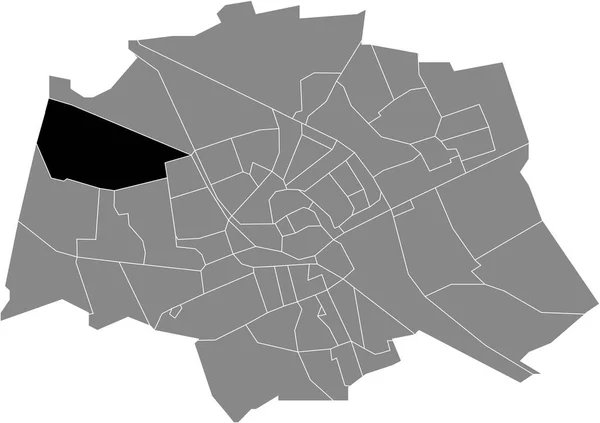 Schwarze Flache Blanko Hervorgehobene Lagekarte Der Leegkerk Neighborhood Innerhalb Der — Stockvektor