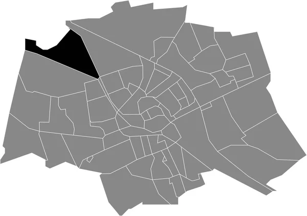 Черный Плоский Бланк Выделил Карту Расположения Dorkwerd Neighorhood Внутри Административной — стоковый вектор