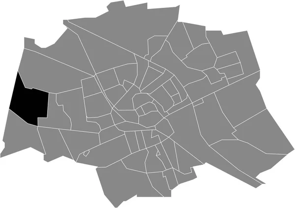 Black Flat Blank Highlighted Location Map Zuidwending Neighborhood Groningen Hollandia — Stock Vector