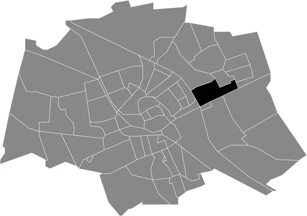 Schwarze Flache Blanko Hervorgehobene Lagekarte Der Oosterhoogebrug Neighborhood Innerhalb Der — Stockvektor