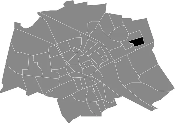 Fekete Lapos Üres Kiemelt Elhelyezkedésű Térkép Lewenborg Zuid Neighborhood Belül — Stock Vector
