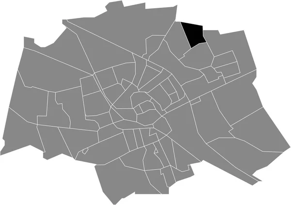 Schwarze Flache Blanko Hervorgehobene Lagekarte Der Beijum Oost Neighborhood Innerhalb — Stockvektor