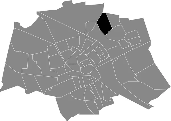 Black Flat Blank Highlighted Location Map Beijum West Neighborhood Gray — Stock Vector