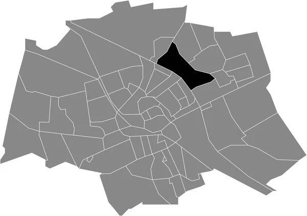 Czarny Płaski Puste Podkreślił Mapę Lokalizacji Ulgersmabuurt Neighborhood Wewnątrz Szarej — Wektor stockowy