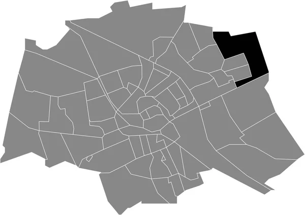 Preto Plano Branco Destaque Mapa Localização Ruischerbrug Neighborhood Dentro Cinza — Vetor de Stock