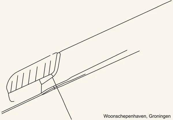 네덜란드의 그로닝겐에 Woonschepenhaven Neighborhood Dutch Regional City Groningen — 스톡 벡터