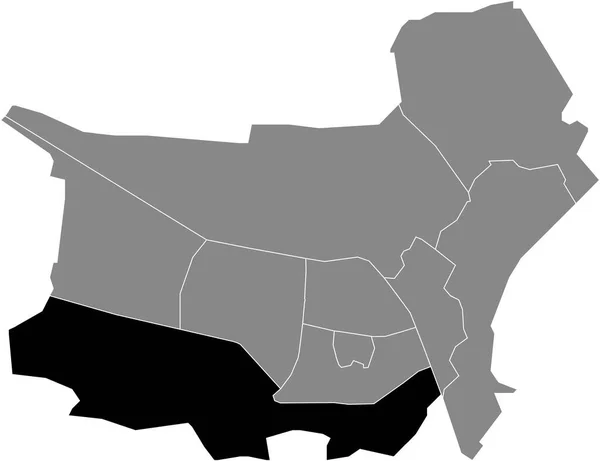 Black Flat Blank Podkreślił Mapę Lokalizacji Zuid District Wewnątrz Szarej — Wektor stockowy