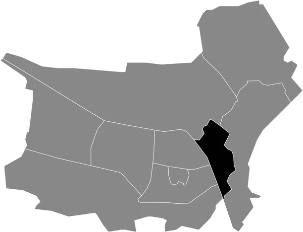 Black Flat Blank Mappa Dettagliata Della Oost District All Interno — Vettoriale Stock