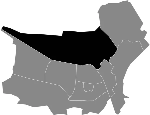 Zwarte Platte Blanco Gemarkeerde Locatiekaart Van Noord District Grijze Administratieve — Stockvector