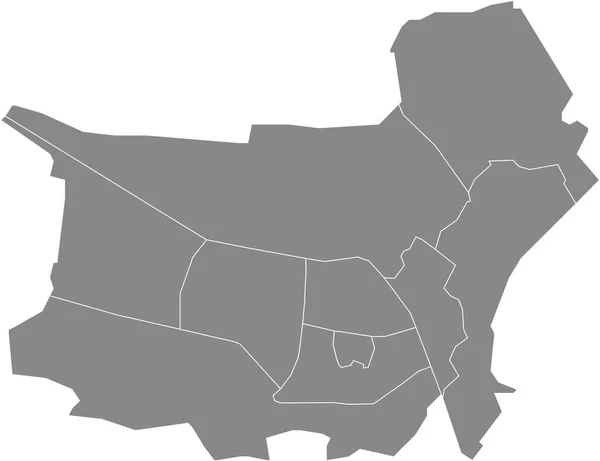 Szary Płaski Pusty Wektor Mapa Administracyjna Tilburg Niderlandy Czarnymi Liniami — Wektor stockowy