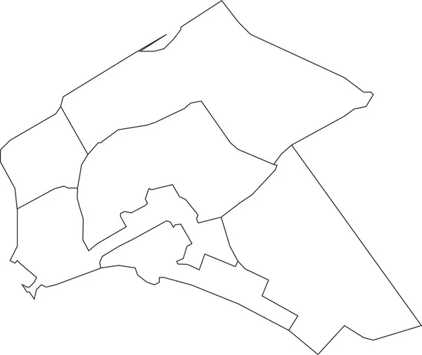白いフラットブランクベクトル管理図のAlmere その地区の黒い境界線を持つオランダ — ストックベクタ
