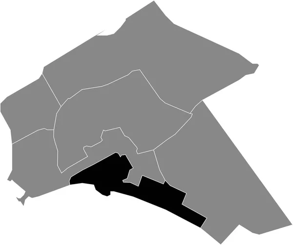 オランダのアルマールの灰色の行政地図の中のハベンディストリクトの黒いフラットブランクハイライトされた場所マップ — ストックベクタ