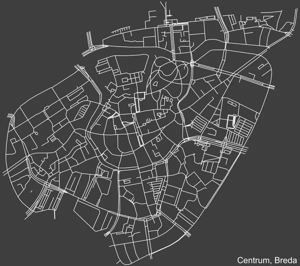 Navegação Negativa Detalhada Linhas Brancas Ruas Urbanas Mapa Centrum District — Vetor de Stock