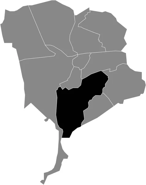 Plano Negro Blanco Resaltado Mapa Ubicación Del Zuid Oost District — Archivo Imágenes Vectoriales