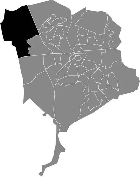 Black Flat Blank Highlighted Location Map Verspreide Huizen Prinsenbeek Neighborhood — Stock Vector