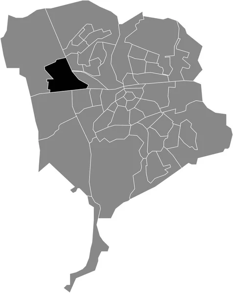 荷兰布雷达灰色行政地图内的Prinsenbeek Neighborhood黑色平面醒目空白位置图 — 图库矢量图片