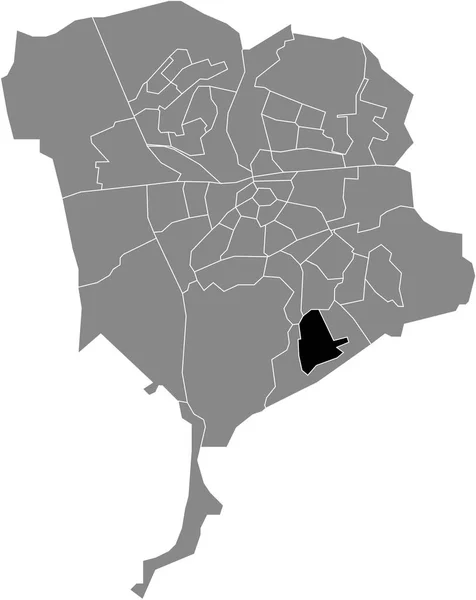 荷兰布雷达灰色行政地图内的Ulvenhout Neighborhood黑色平面醒目空白位置图 — 图库矢量图片